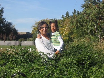 Rudy and best helper in pepper patch